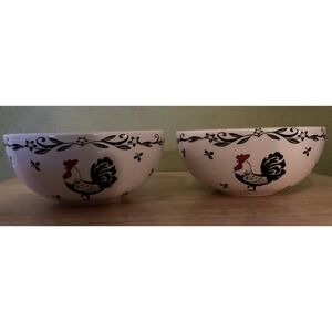 Set Of‎ 2 Rooster Bowl By Kitchen Creations 2008